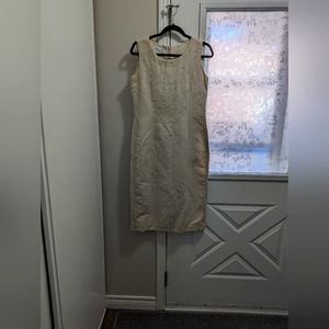 - J Song collection. Linen Dress. Size 8.  Eyelet pattern with floral em…